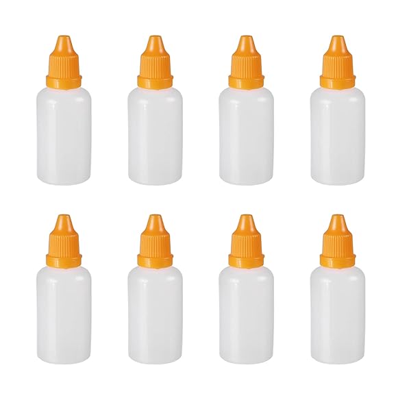 Othmro 50pcs Othmro 1oz PE Lab Eye Dropper Bottles - 30ml Squeezable with Childproof Yellow Cap for Liquid Storage