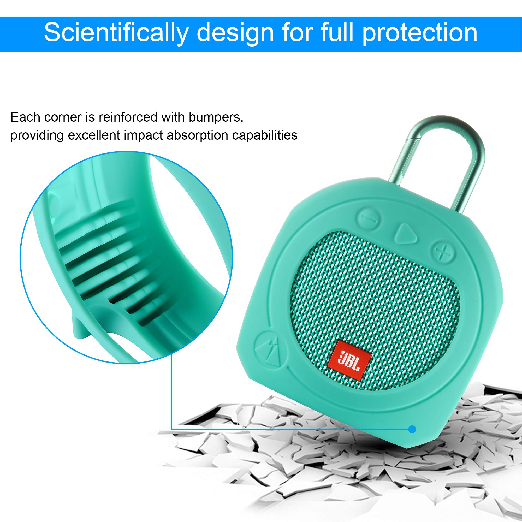 TXEsign TXEsign Teal Silicone Case for JBL Clip 3 - Waterproof Stand Up Protection - View 3 of 7