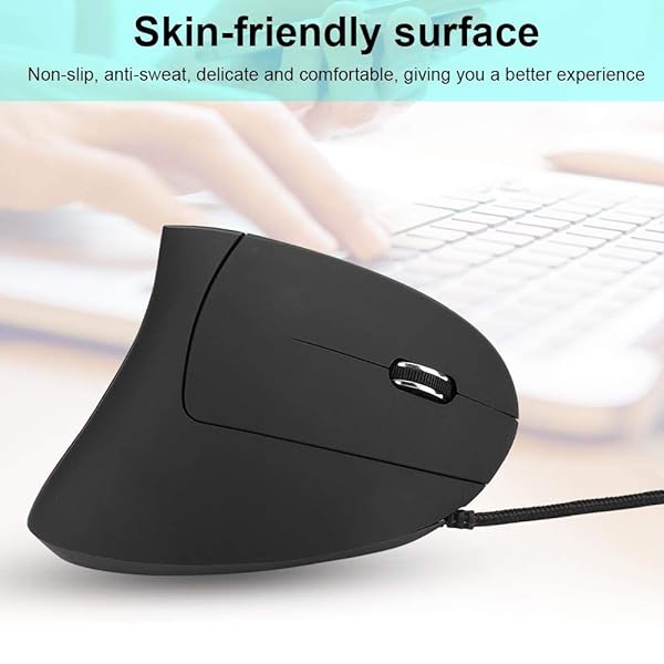Wendry Wendry Wired Ergonomic Mouse 3200dpi Optical Vertical Gaming Mouse 6D Adjustable LED for PC Laptop Black - View 2 of 9