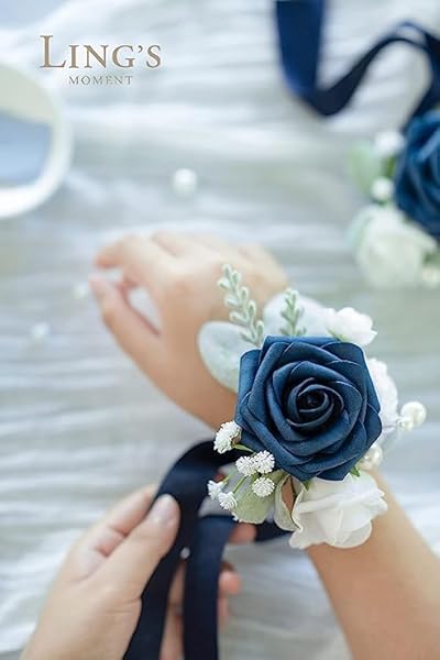 Ling's moment Ling's Moment 50Pcs Navy Blue Artificial Roses Real Touch Foam Flowers for Wedding Decor Centerpieces and Party Backdrop - View 5 of 7
