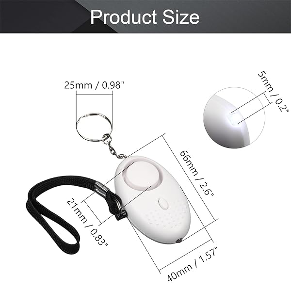 Othmro Othmro Safe Sound Personal Alarm 3 Pack 120DB Keychain Emergency Safety Alarm with LED Lights for Women Men Children Elderly White - View 2 of 8