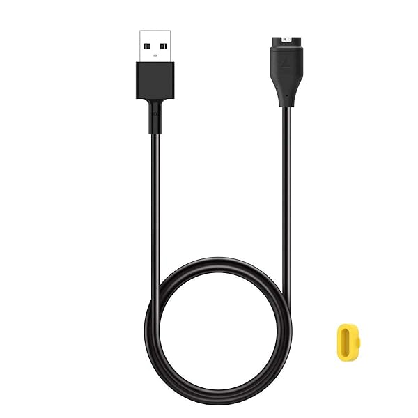 Kissmart Charger for Garmin Vivoactive 6 5 4 4S 3 Replacement Cable with Yellow Silicone Dust Plug for Smart Watch