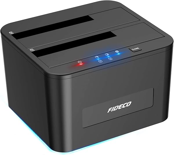 FIDECO FIDECO USB 3.0 Dual Bay Hard Drive Docking Station for 2.5 & 3.5 inch SATA HDD/SSD - Offline Clone & UASP Support