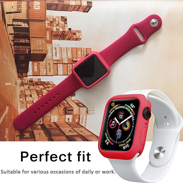 Miimall Miimall Slim TPU Bumper Case for Apple Watch 38mm Anti-Scratch Protective Cover Compatible with Series 3 and Series 2 Red - View 7 of 8