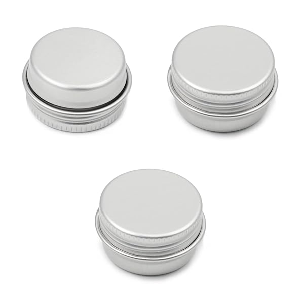 3Pcs 0.2oz Round Metal Tins - Refillable Aluminum Containers for Salve, Spices, Lip Balm & More - 5ml Screw Lid Cans