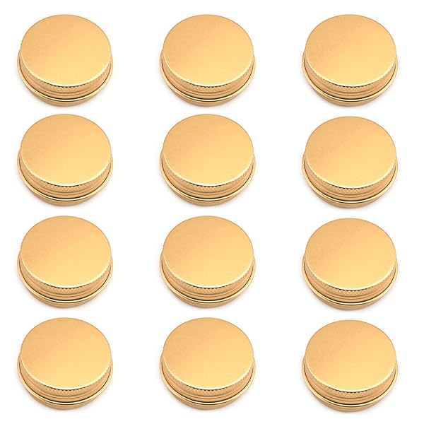 12pcs Othmro 0.5oz Gold Metal Round Tins with Screw Lid for Salve, Spices, Lip Balm & More - Perfect 15ml Containers