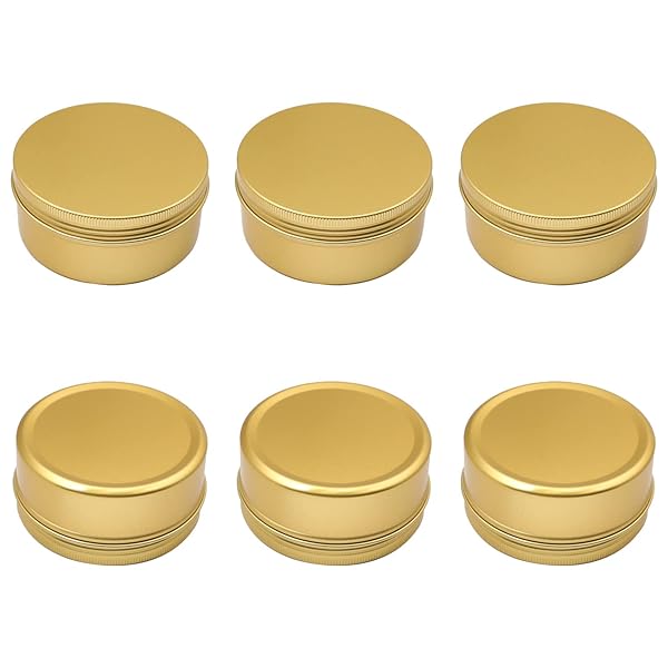 6Pcs 5.1oz Metal Round Tins - Refillable Aluminum Containers for Salve, Spices, Lip Balm & More - 150ml with Screw Lid