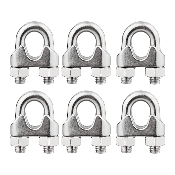 BNYZWOT BNYZWOT 1/2 Inch Stainless Steel Wire Rope Cable Clamp Fastener Clips Set of 6 for Secure and Reliable Use