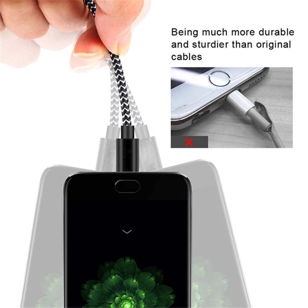 SPEATE SPEATE USB C Cable 5-Pack Premium Nylon Braided Charger Cable for Phone iPad Galaxy S Note Google Pixel and More Black Gray - View 5 of 6