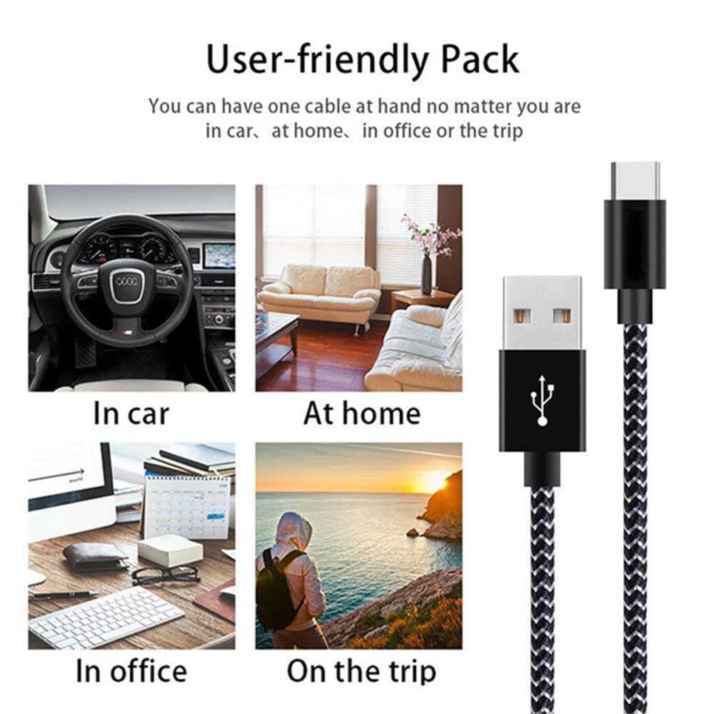 SPEATE SPEATE USB C Cable 5-Pack Premium Nylon Braided Charger Cable for Phone iPad Galaxy S Note Google Pixel and More Black Gray - View 6 of 6