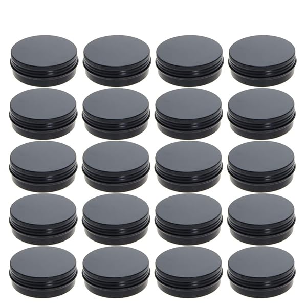 20pcs Othmro 2oz Black Metal Round Tins with Screw Lid for Salve, Spices, Lip Balm & More - 60ml Containers