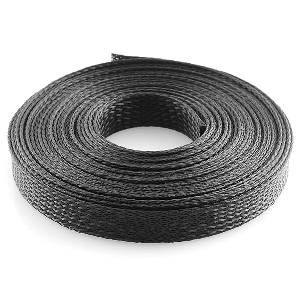 DGZZI DGZZI 16.4ft Braided Wire Sleeve 1/2 Inch Flame Retardant Black Expandable Cable Sleeving for Automotive Audio Video Home Devices - View 2 of 5