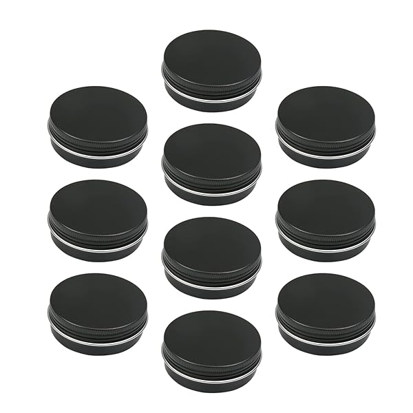 15pcs Othmro 2oz Black Metal Round Tins with Screw Lid for Salve, Spices, Lip Balm & More - 60ml Containers