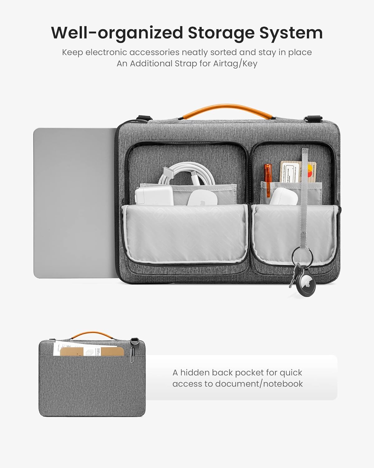 tomtoc Tomtoc 360 Protective Laptop Shoulder Bag for 16 inch MacBook Pro and Dell XPS 15 Water Resistant Sleeve for Razer Blade 16 Surface Book 3 - View 2 of 8