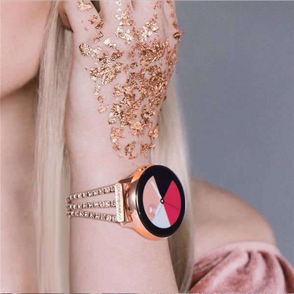 SPINYE SPINYE Band for Galaxy Watch 6 5 4 3 Active 2 20mm Shiny Diamond Stainless Steel Strap for Women Men Rosegold - View 5 of 5