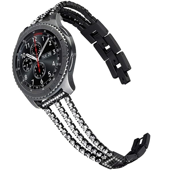 SPINYE Band for Galaxy Watch 46mm Fashion Diamond Stainless Steel Bracelet Strap for Samsung Gear S3 Frontier Classic Moto 360 2nd Gen Black