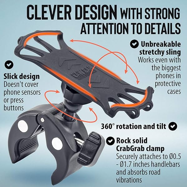 CAW.CAR Accessories Upgraded 2024 Bicycle and Motorcycle Phone Mount Secure and Reliable Bike Phone Holder for iPhone Samsung Any Smartphone Adjustable and Stress Resistant - View 5 of 6