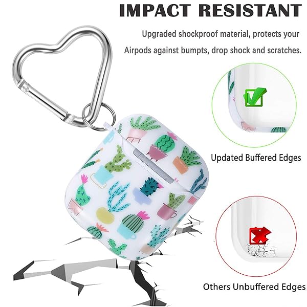 Olytop Olytop Cute Cactus Airpods 2nd/1st Gen Case Cover, Plants Airpods 2nd 1st Generation Protective Case Cover Hard Skin Women Girl for Apple iPods 2/1 Gen with Keychain -Cactus - View 3 of 8