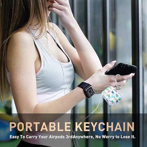 Olytop Olytop Cute Cactus Airpods 2nd/1st Gen Case Cover, Plants Airpods 2nd 1st Generation Protective Case Cover Hard Skin Women Girl for Apple iPods 2/1 Gen with Keychain -Cactus - View 7 of 8