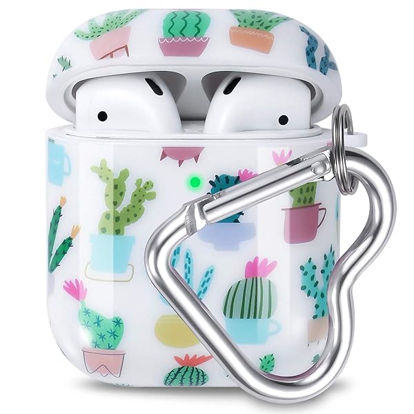 Olytop Olytop Cute Cactus Airpods 2nd/1st Gen Case Cover, Plants Airpods 2nd 1st Generation Protective Case Cover Hard Skin Women Girl for Apple iPods 2/1 Gen with Keychain -Cactus - View 2 of 8