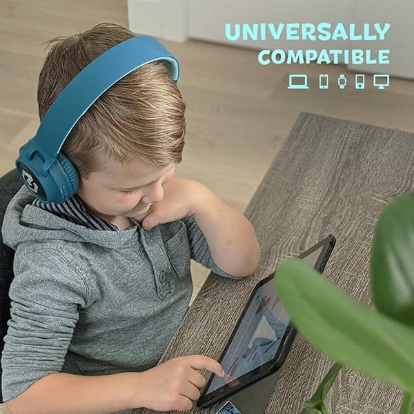 PowerLocus PowerLocus Bluetooth Headphones for Kids: Wireless, Foldable, LED, Volume Limited Over-Ear Headset with Mic for Phones & Tablets - View 4 of 10