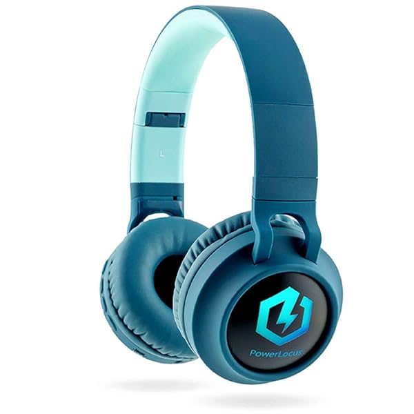 PowerLocus Bluetooth Headphones for Kids: Wireless, Foldable, LED, Volume Limited Over-Ear Headset with Mic for Phones & Tablets