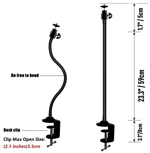AceTaken Flexible AceTaken Webcam Mount: Gooseneck Arm Clamp for Logitech C920, C922, C930, Brio - 25 Inch Tripod Stand - View 4 of 10