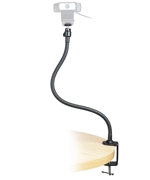 AceTaken Flexible AceTaken Webcam Mount: Gooseneck Arm Clamp for Logitech C920, C922, C930, Brio - 25 Inch Tripod Stand - View 9 of 10