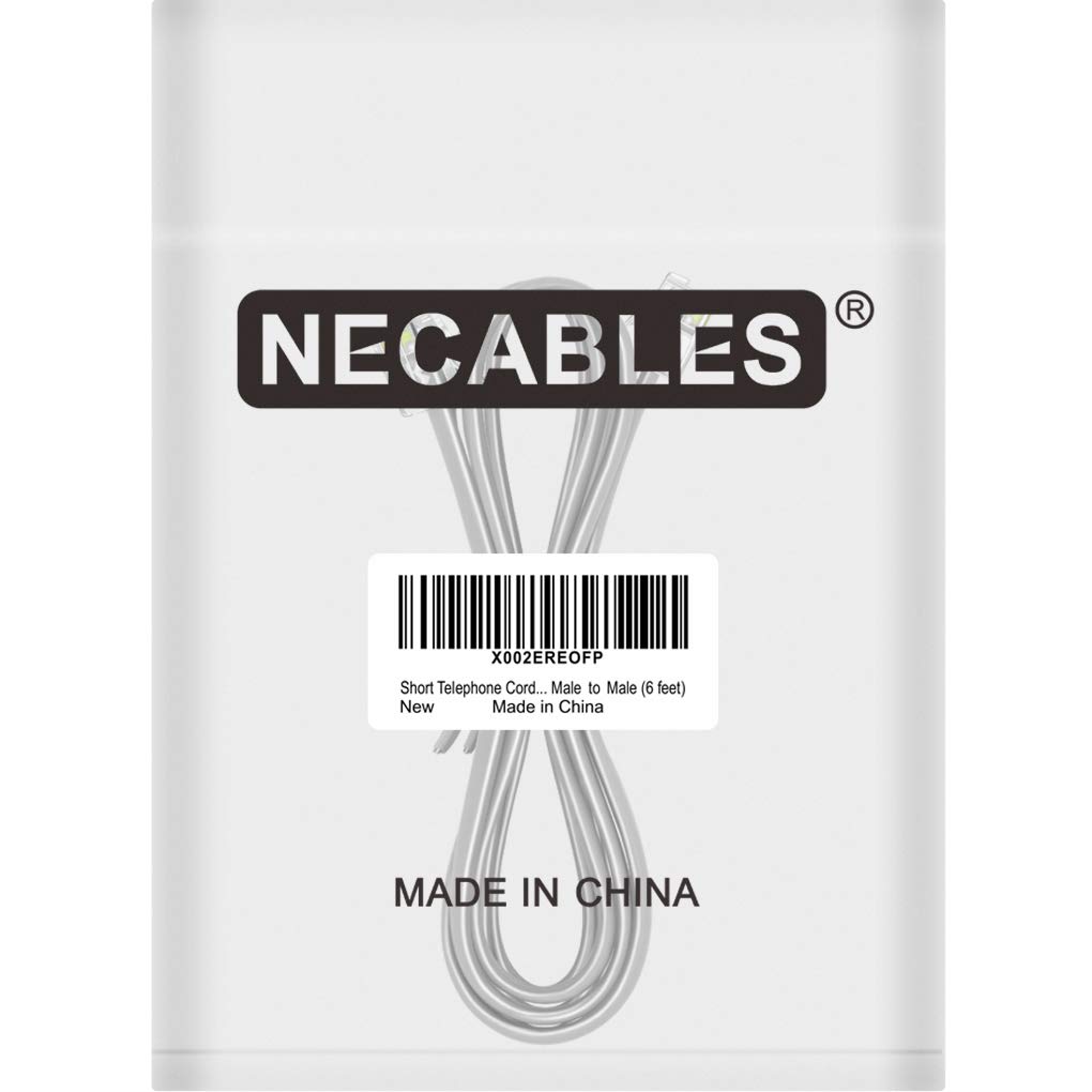 NECABLES NECABLES 6ft Telephone Cord RJ11 Male to Male for Landline Phone and Fax 6 Feet Long - View 4 of 4