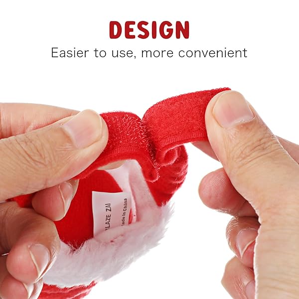 POPETPOP POPETPOP Guinea Pig Costume Christmas Hat Set for Small Pets Santa Claus Cap for Rabbits Hamsters Kittens and More 2pcs - View 4 of 9