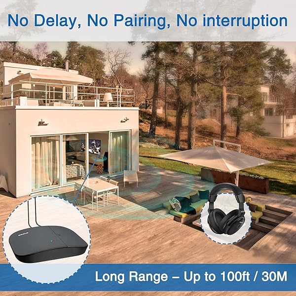 SIMOLIO SIMOLIO Wireless TV Headphones with Clear Dialog Mode Enhanced Voice Spare Battery for Seniors Hard of Hearing L R Balance Volume Control 100FT Range - View 4 of 8