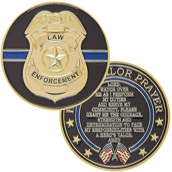 Hero's Valor Hero's Valor Law Enforcement Badge Challenge Coin Prayer Single Coin Pack