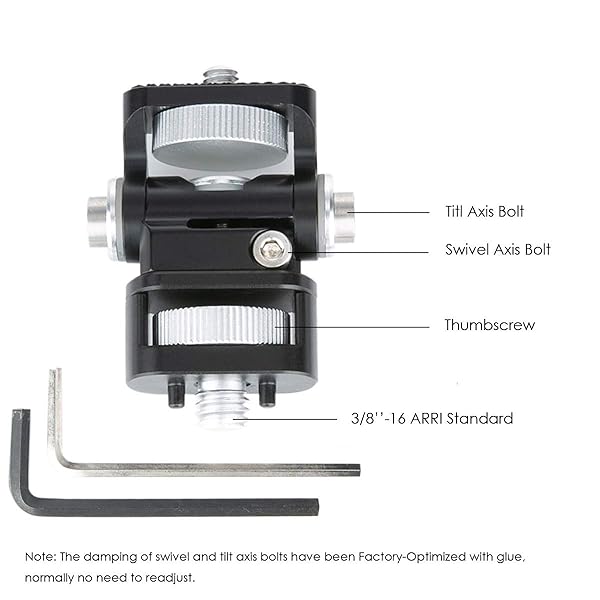 NICEYRIG Buy NICEYRIG DSLR Monitor Mount - ARRI Standard 3/8'' Hole, Tilt & Swivel Holder for Camera Cages & Stabilizers - View 5 of 7