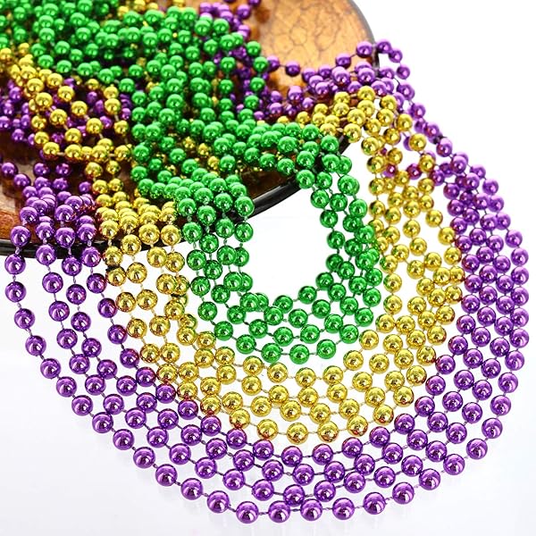 GiftExpress GiftExpress 72 pcs Mardi Gras Beads Necklace 33 Inch Multi Color Carnival Necklaces for Christmas St Patrick's Day Costume Assorted Metallic Colors - View 6 of 6