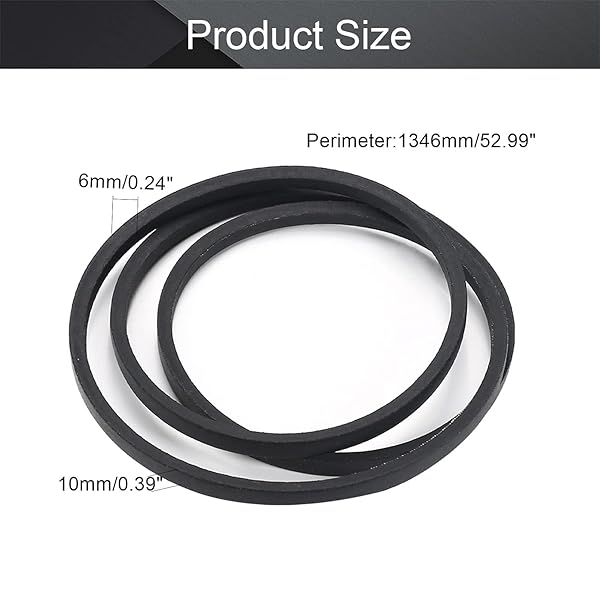 Othmro Othmro M-53 Drive V Belt 1346mm Industrial Power Rubber Transmission Belt for Lawn Mower Replacement - View 2 of 9