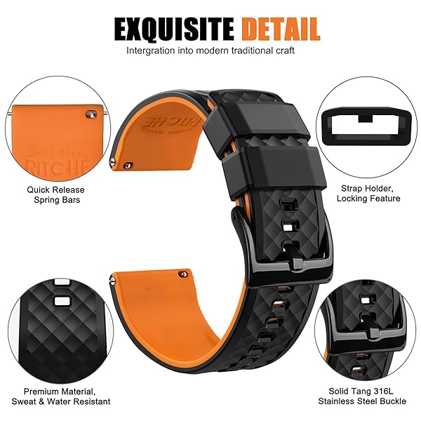 Ritche Ritche Christmas Gift 24mm Silicone Quick Release Rubber Watch Bands for Men Perfect for White Elephant Gifts and Stocking Stuffers - View 2 of 7