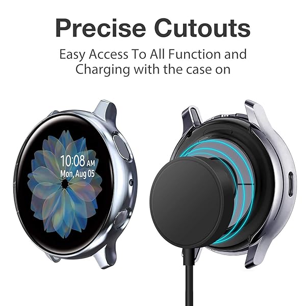 Yolovie Yolovie 4 Pack Screen Protector Case for Samsung Galaxy Watch Active 2 40mm Silicone Bumper Protective Shell Clear Silver Black Gray - View 5 of 8