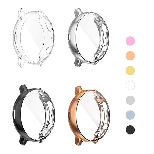 Yolovie Yolovie 4 Pack Screen Protector Case for Samsung Galaxy Watch Active 2 44mm Silicone Bumper Protective Shell Clear Silver Black Rosegold