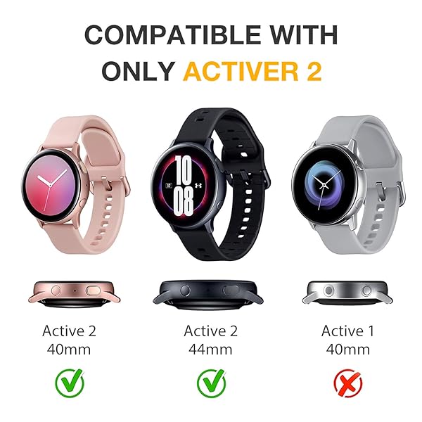 Yolovie Yolovie 4 Pack Screen Protector Case for Samsung Galaxy Watch Active 2 44mm Silicone Bumper Protective Shell Silver Rosgold Pink Gold - View 2 of 8