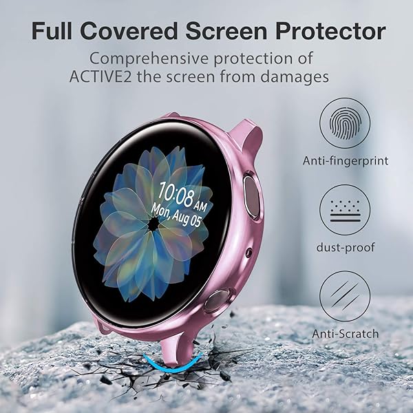Yolovie Yolovie 4 Pack Screen Protector Case for Samsung Galaxy Watch Active 2 44mm Silicone Bumper Protective Shell Silver Rosgold Pink Gold - View 3 of 8