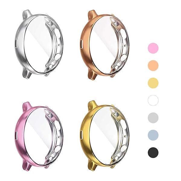 Yolovie Yolovie 4 Pack Screen Protector Case for Samsung Galaxy Watch Active 2 44mm Silicone Bumper Protective Shell Silver Rosgold Pink Gold