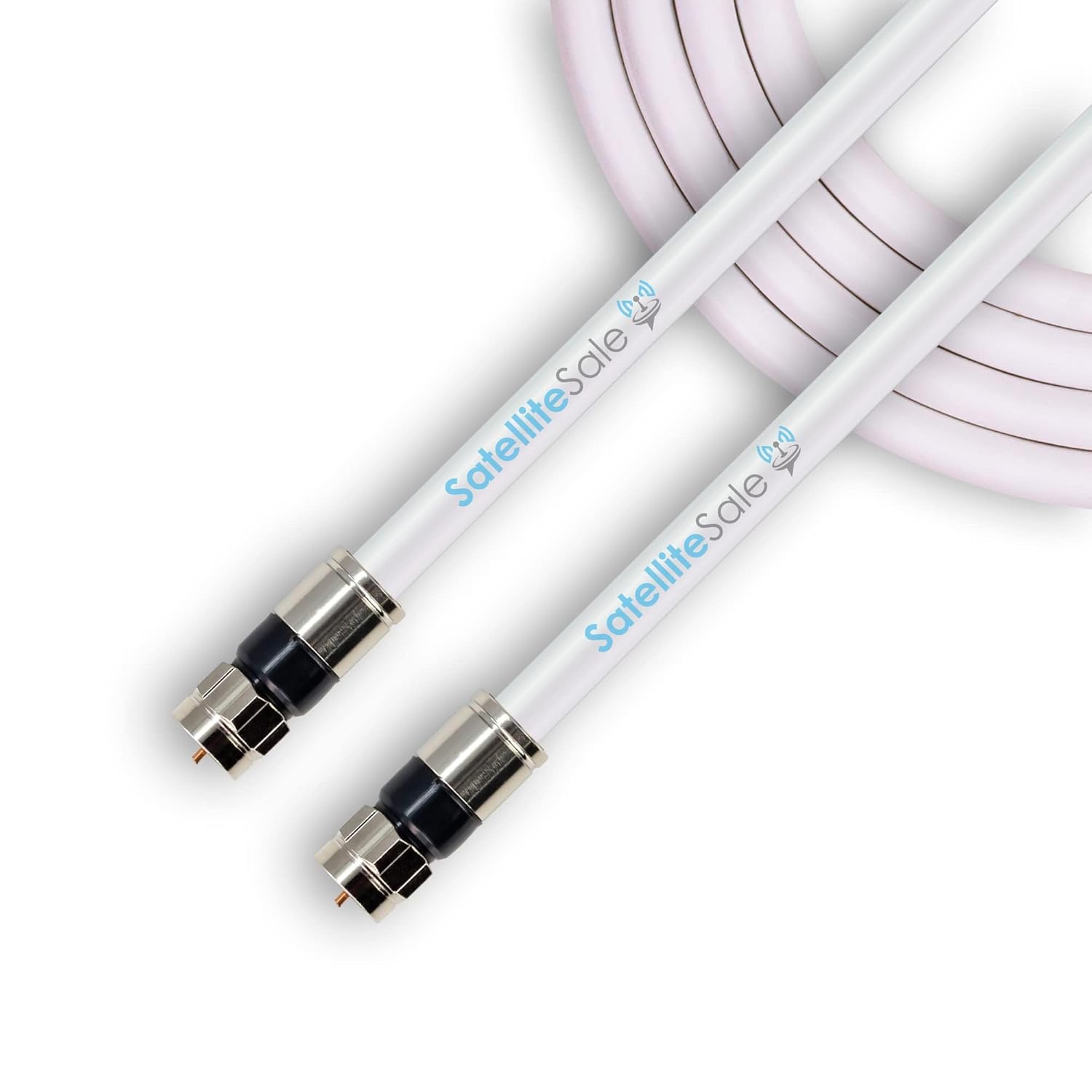 SatelliteSale Digital 75Ohm RG-6/U Coaxial Cable with F-Type Connector Indoor/Outdoor Universal Wire White Cord 50 feet