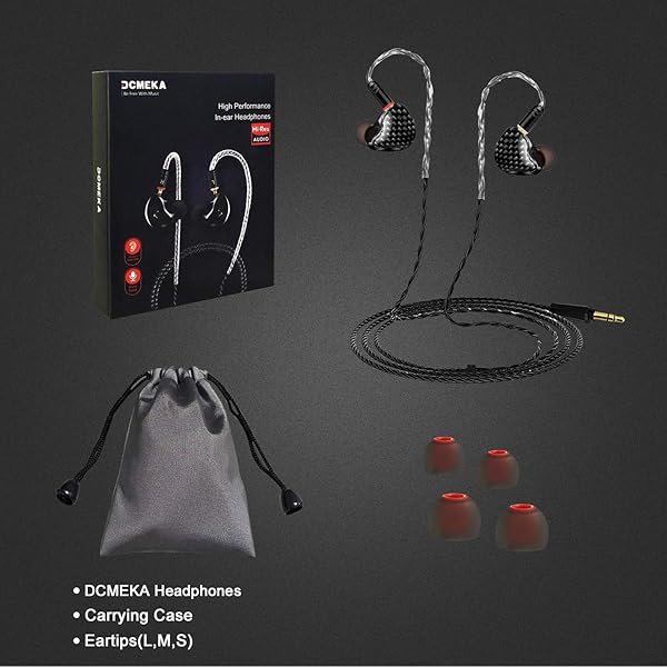 DCMEKA DCMEKA HiFi Stereo IEM Earphones Dynamic Dual Driver Wired Earbuds Noise Canceling Headset for Singers Musicians Drummers Audiophiles Carbon Fiber - View 7 of 7