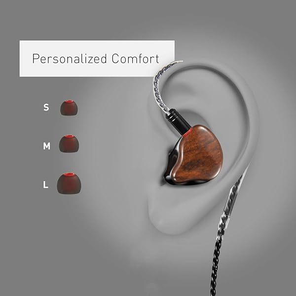 DCMEKA DCMEKA in Ear Monitor Headphones, HiFi Stereo IEM Earphones, Dynamic Dual Driver Wired Earbuds with Detachable Cable, Noise Canceling Headset for Singers Musicians Drummers Audiophile (Wood Grain) - View 4 of 8