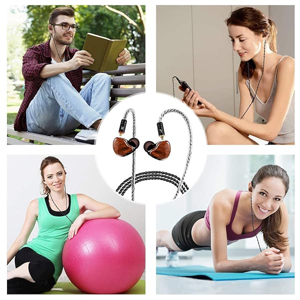 DCMEKA DCMEKA in Ear Monitor Headphones, HiFi Stereo IEM Earphones, Dynamic Dual Driver Wired Earbuds with Detachable Cable, Noise Canceling Headset for Singers Musicians Drummers Audiophile (Wood Grain) - View 6 of 8