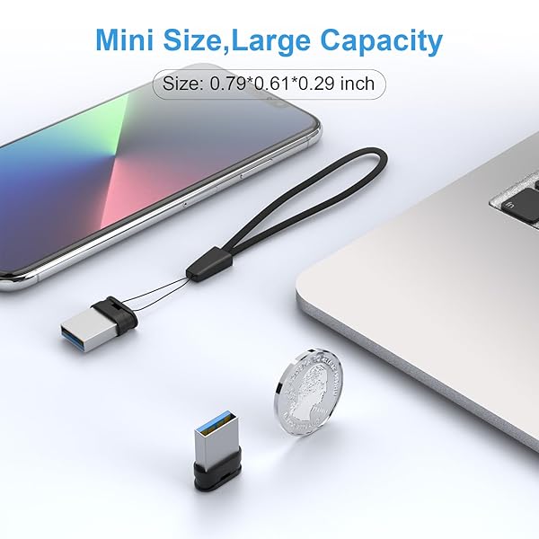 RAOYI RAOYI 2 Pack 64GB USB Flash Drive USB 3.0 Mini Fit Ultra Slim Thumb Drive with Lanyard Black - View 4 of 9