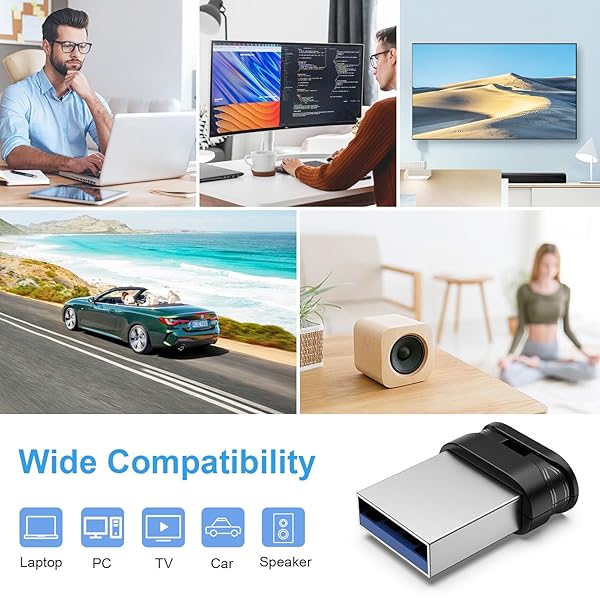 RAOYI RAOYI 2 Pack 64GB USB Flash Drive USB 3.0 Mini Fit Ultra Slim Thumb Drive with Lanyard Black - View 9 of 9