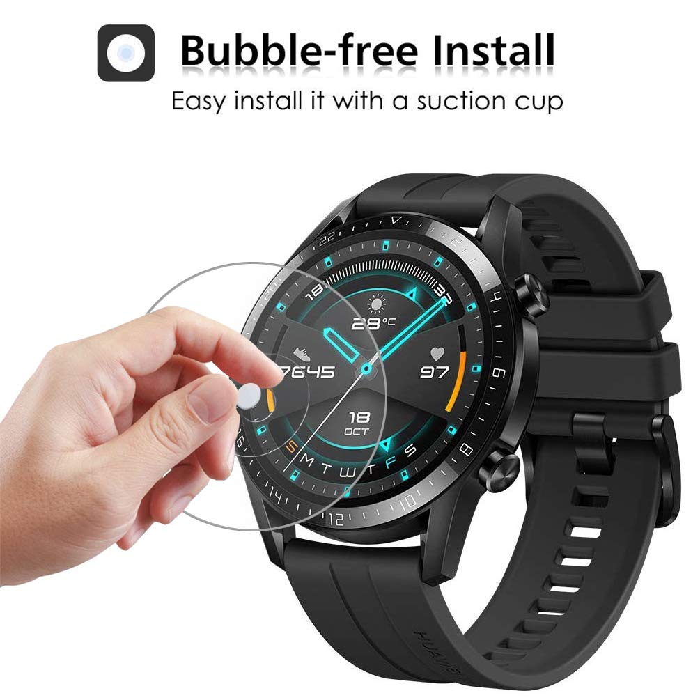 Youniker Youniker 4 Pack Tempered Glass Screen Protectors for Huawei Watch GT2 46mm Anti-Scratch Bubble Free 9H 0.3MM Smartwatch Cover - View 5 of 8
