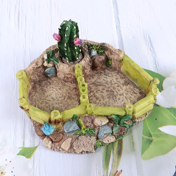 POPETPOP POPETPOP Reptile Resin Corner Water Dish for Tortoise Lizard Bearded Dragon Frog Gecko Snake Chameleon 25593 - View 5 of 9