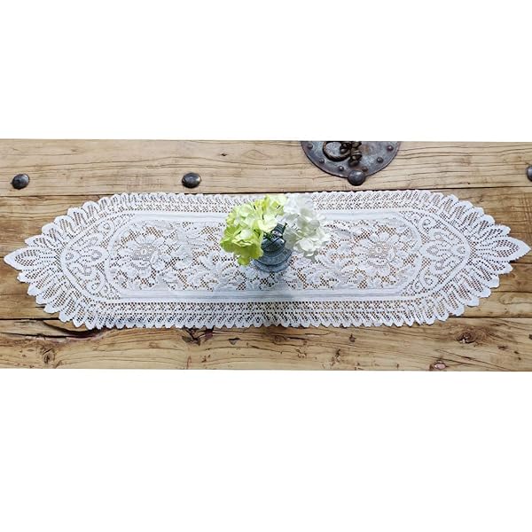Tinsow Tinsow 2 Pack Cotton Crochet Lace Table Runner Dresser Scarf Doilies White 13 X 44 Inches - View 2 of 3